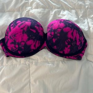 Pink Tie-Dye Strapless Push Up Bra